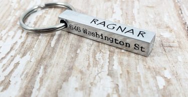 Hand stamped 4 sided bar dog tag in Aluminum / NEW FONT