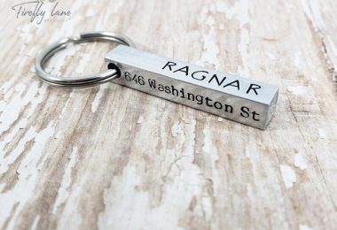 Hand stamped 4 sided bar dog tag in Aluminum / NEW FONT
