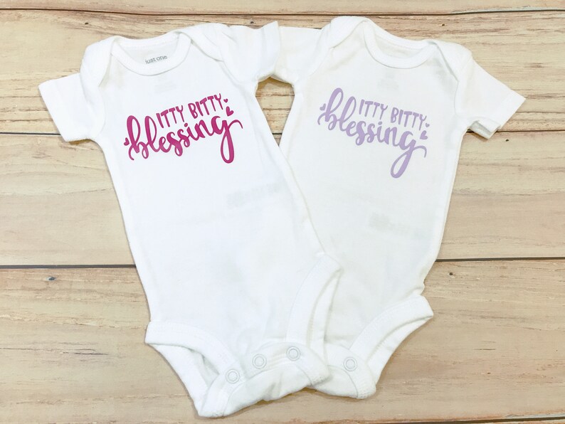 Itty Bitty Blessing Bodysuits  Twin Girl Coming Home  Baby