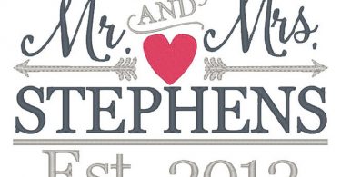 MR & MRS Arrows Wedding Embroidery Design  Instant Download