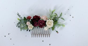 Maroon ivory and Blush pink hair comb  Pale pink and burgundy