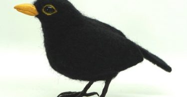 Needle Felt Blackbird Bird Sculpture