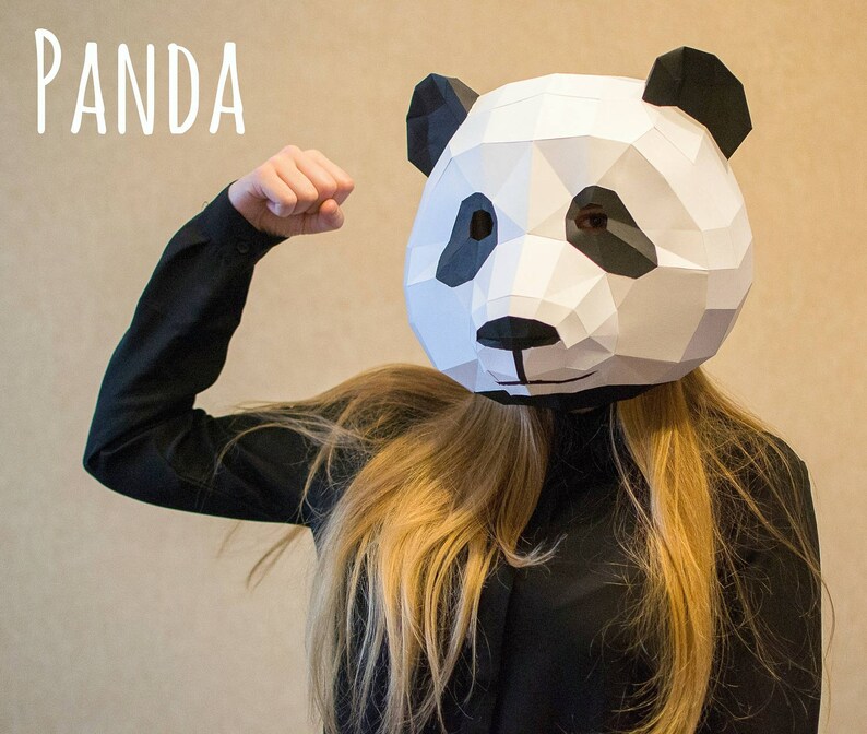 Panda mask / DIY Papercraft Panda / Origami Digital Download /