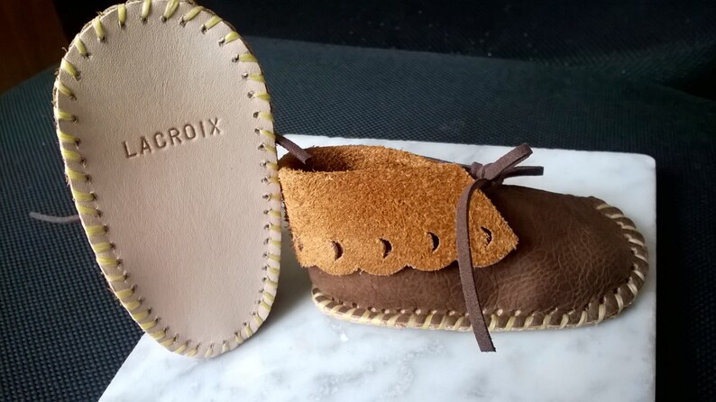 Personalized  All Leather Baby Mocassins  Fits a 3 Month Old