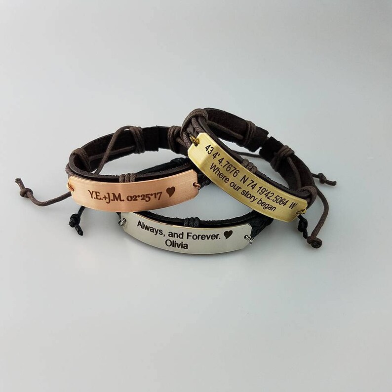 Personalized leather bracelet Handmade bracelet graduation