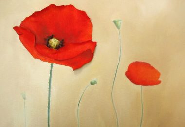 Red Poppies Painting  Flowers in a Field Textured 3D Wall Art