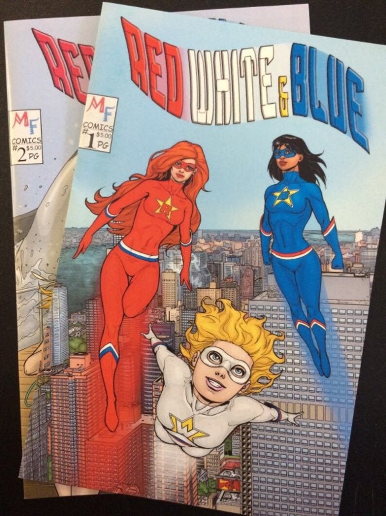Red White & Blue  1-2 Comic Lot by MF Comics