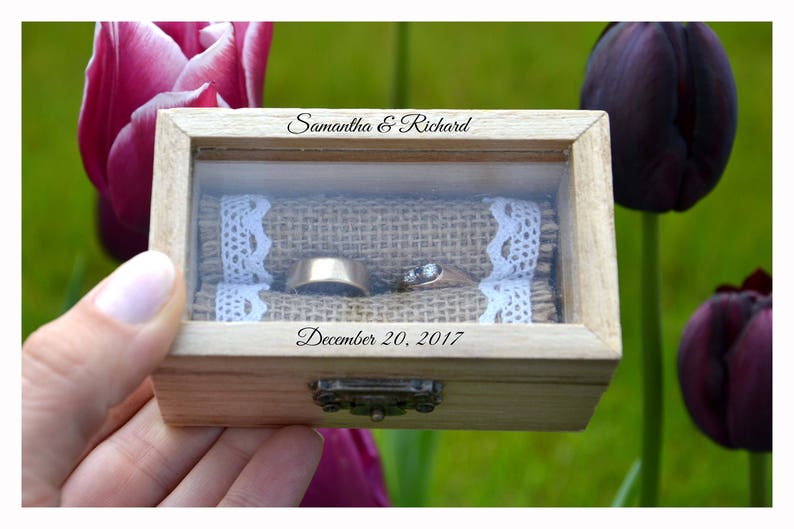 Ring box Personalized ring box with glass lid wedding box