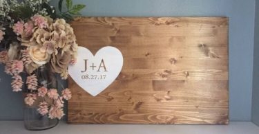 Rustic Wedding Guest Book Alternative / Initials & Heart Guest