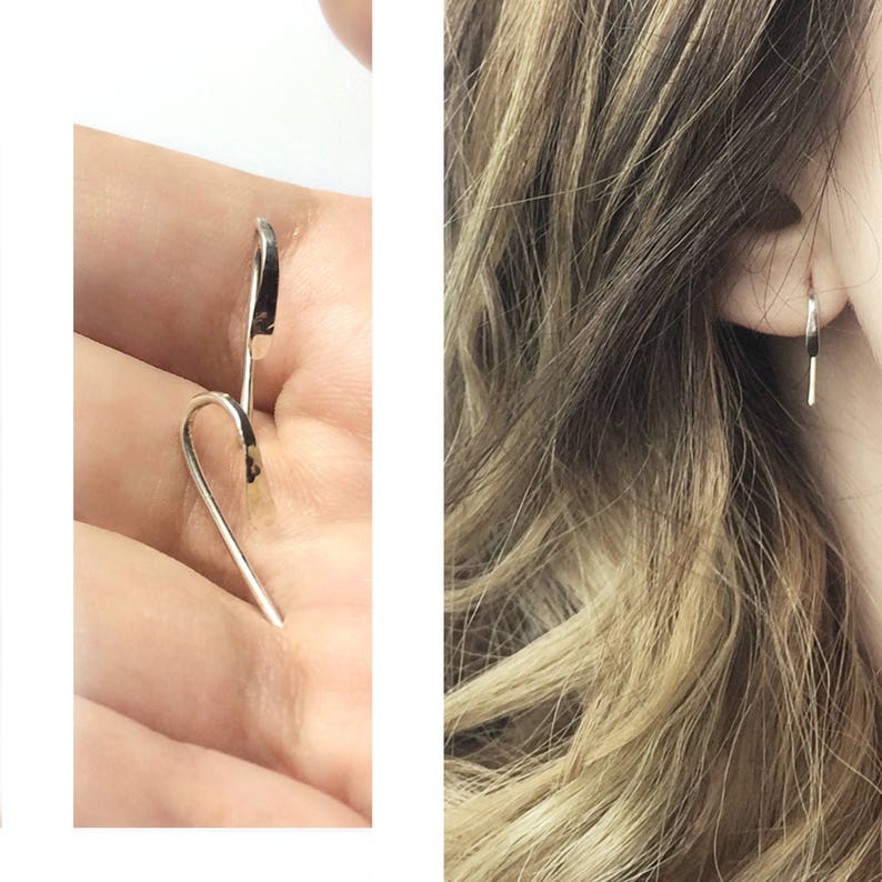 Silver Sterling/9ct Rose Gold Minimalist Earrings Handmade » Petagadget