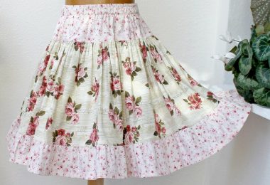 Spring Green & Marsala Rose Girls Skirt Twirl Skirt Handmade
