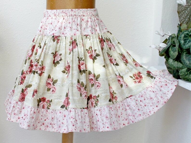 Spring Green & Marsala Rose Girls Skirt Twirl Skirt Handmade