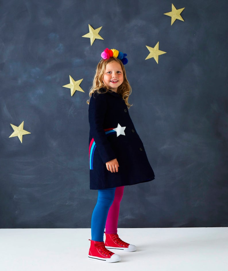 Star Gazer coat jacket for toddlerschildren in navy moleskin » Petagadget