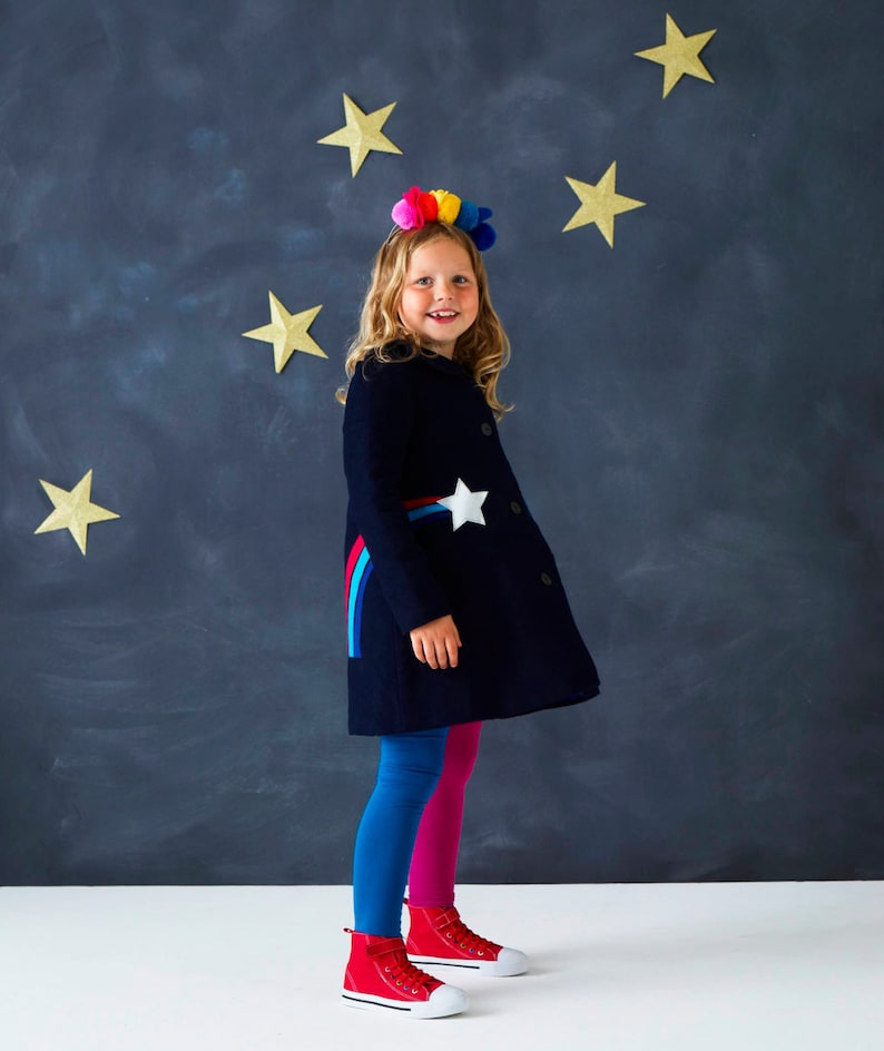 Star Gazer coat jacket for toddlerschildren in navy moleskin