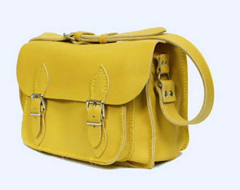 Yellow Leather satchel Medium size Leather satchel  Yellow