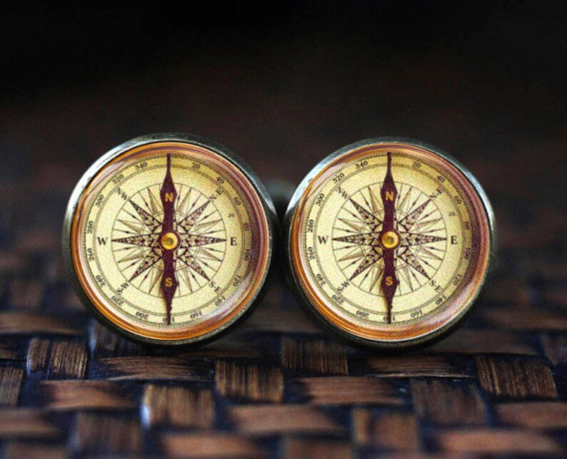 Antique Compass cufflinks Old Compass cufflinks compass cuff