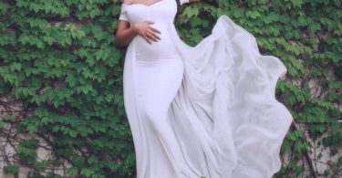 Baby Shower Dress-White Maternity Dress for Photo Shoot-Photo
