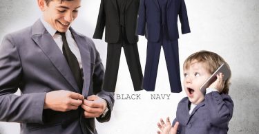 Baby to Teen 5-Piece Regular Suit Black Navy Platinum Gray