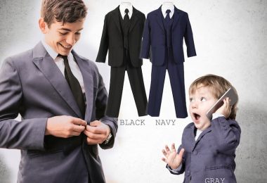 Baby to Teen 5-Piece Regular Suit Black Navy Platinum Gray