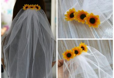 Bachelorette Veil Bridal Shower Veil Sunflower Party Accessory