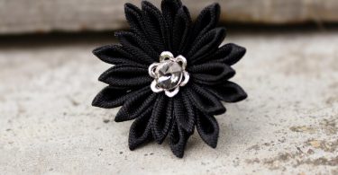 Black flower ring Adjustable ring  Statement rings Dainty