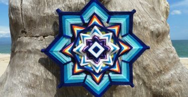 Blue Star Mandala Ojo De Dios 16 inch Woven Wall Hanging