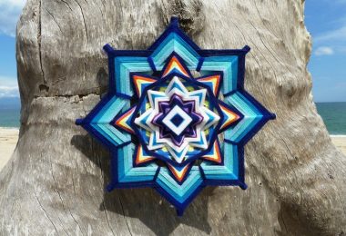 Blue Star Mandala Ojo De Dios 16 inch Woven Wall Hanging