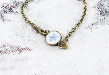 Blue flower bracelet  smile chain  wrist wrap arrow  bangle