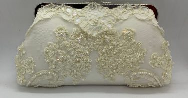 Brides wedding dress clutch purse made from vintage wedding