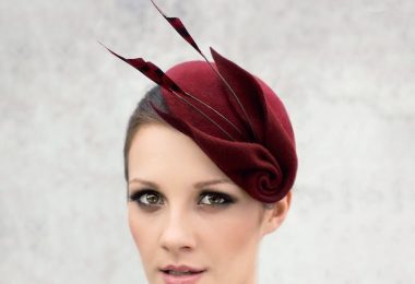 Fascinator Cocktail Hat with Feathers Sculpted Felt