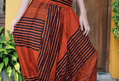Harem Pants Women Hippie Clothing Drop Crotch Orange Stripe