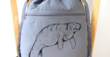 Manatee Backpack Canvas Laptop Bag Beach Bag
