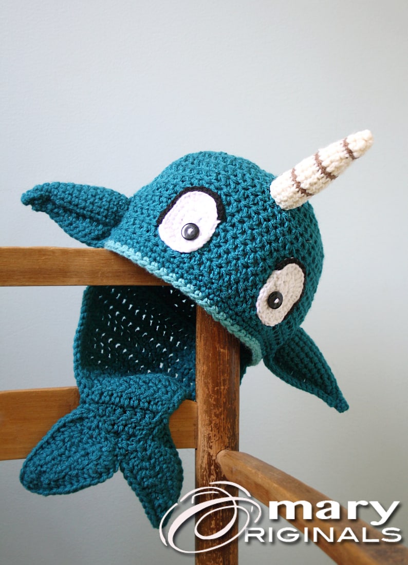 Narwhal Hat Crochet Beanie Whale Fish Winter Hat