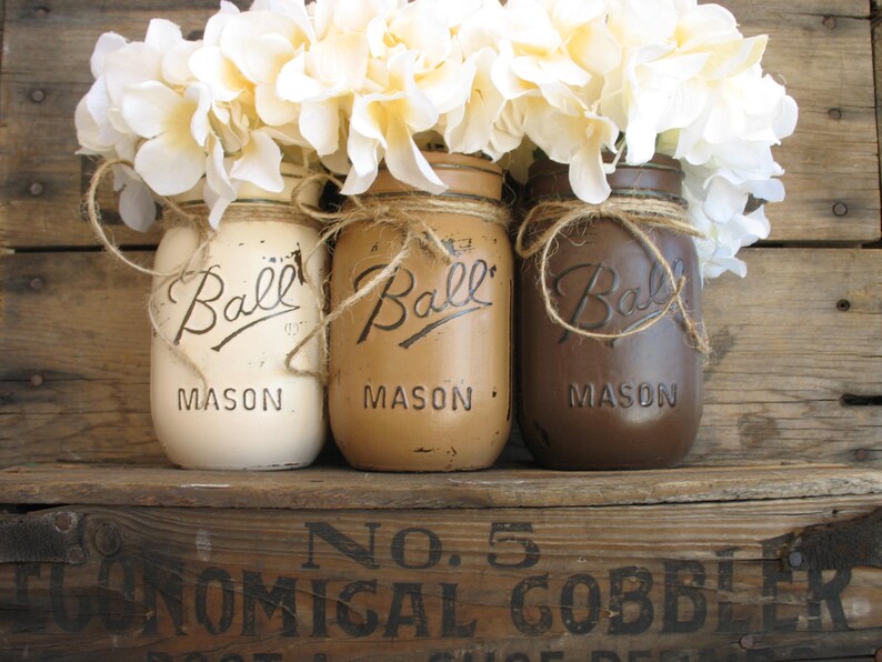 ON SALE NOW  Set Of 3 Pint Mason Jars Mason Jars Rustic