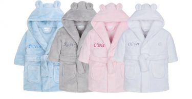 Personalised Baby Dressing Gown with Bear Ears
