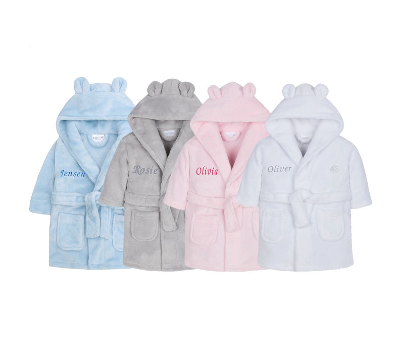 Personalised Baby Dressing Gown with Bear Ears