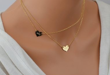 Personalized Heart Necklace Initial Heart Necklace Gold