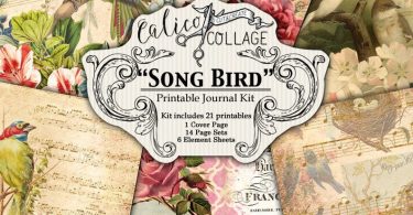 Printable Junk Journal Kit Song Bird Journal Pages