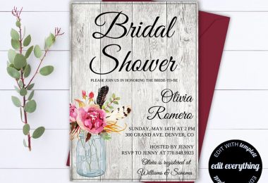 Rustic Bridal Shower Invitation  Country Bridal Shower Invite