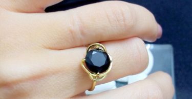 SALE Brilliant cut ringround black ringonyx ringgold