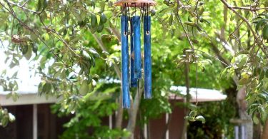 SPIRIT HEART Small Copper Wind Chime with Blue Patina