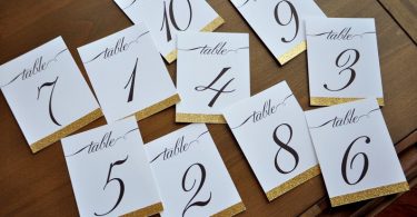 Table Numbers for Wedding Gold. 1-10 or more. Cursive Table