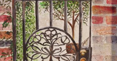 Watercolor paintingiron gate painting IRON GATE