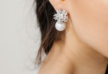 Wedding gold rose earrings Bridal earrings Pearl Crystal