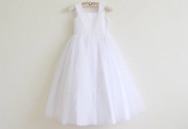 White Flower Girl Dress Tulle White Straps Baby Girl Dress