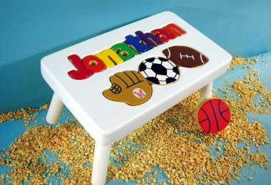 White Personalized Sports Step Stool
