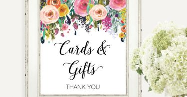 Gifts And Cards Sign Colorful Floral Baby Shower Sign