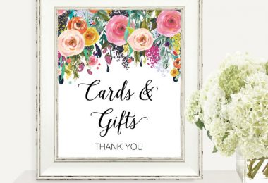 Gifts And Cards Sign Colorful Floral Baby Shower Sign