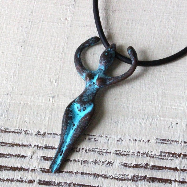Mykonos Goddess Pendant  Green Patina Beads  Jewelry Making