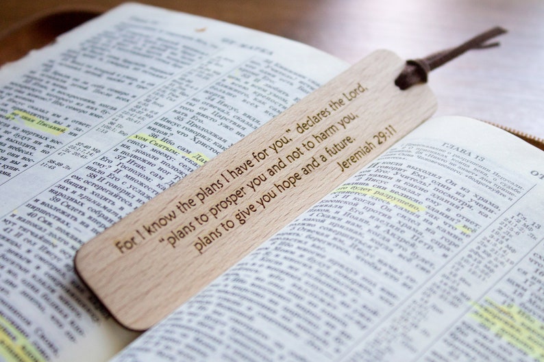 PERSONALIZED bible wooden bookmark gift for book lovers book